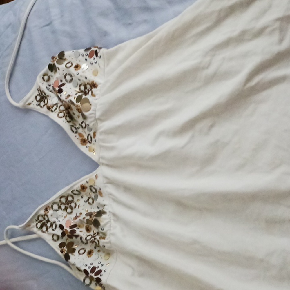 Victoria's Secret White Camisole with Metallic Sequin Accents